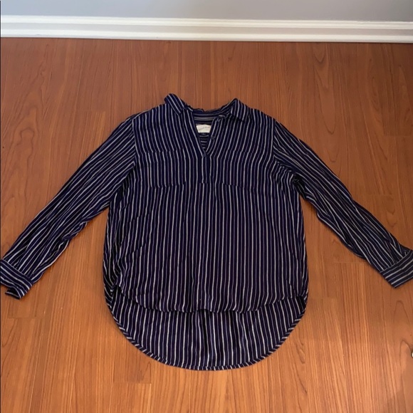 Navy striped flannel - Picture 1 of 1